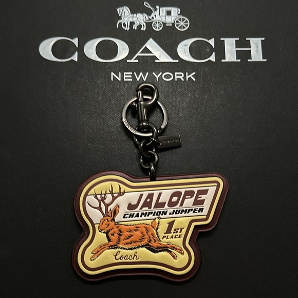 Coach Accessories - Rare Coach Leather Key Fob Mythical Monster Jackalope Bag Charm Signature Animal